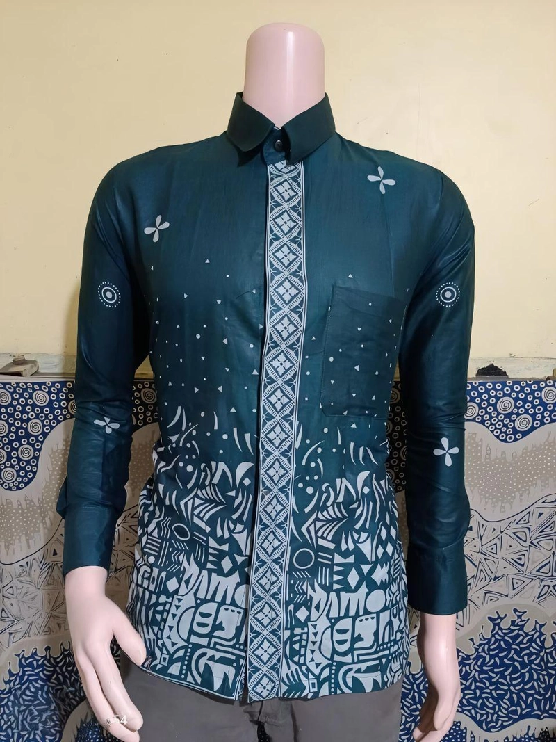 Product image Kois Batik - Gamis Batik Keren Simpel Dan Kemeja Bisa Dipisah Motif Sutana Emerlad M Kemeja sutana emerla