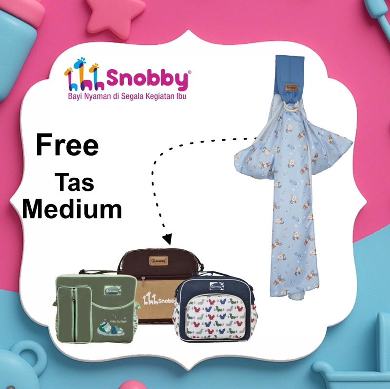 Product image SNOBBY BABY - SNOBBY BABY - Buy 1 Get 1 SBG0545 GEND SLING + Tas Medium Bayi All SIze Biru