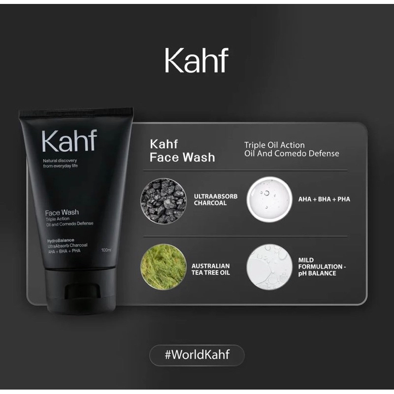 Product image SUPLAI SHOP - Sabun Wajah Komedo Kahf Face Wash Triple Acton Oil & Comedo Defense Isi 100 ml