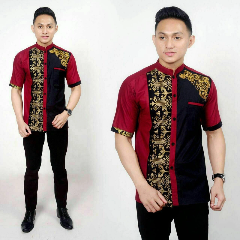 Product image Batik Alfin - Baju koko Batik pria dewasa kombinasi bordir modern terbaru bagus banget M Koko merah