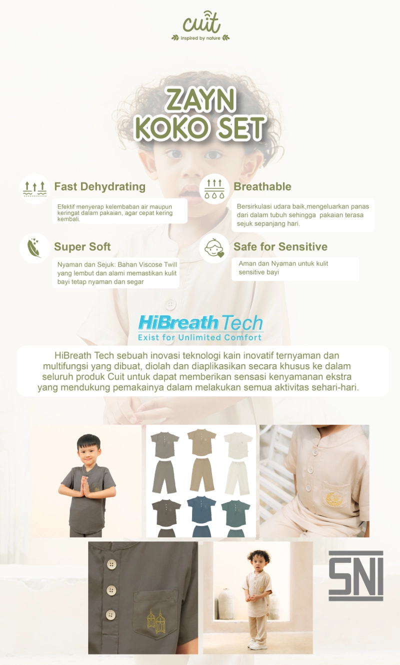 Product image Kintakun Baby - [RAYA SERIES] KINTAKUN BABY X CUIT Zayn Baju Koko Set Anak Laki-laki Tangan Pendek Celana Panjang 1 L (1-2 Tahun) Beach Sand