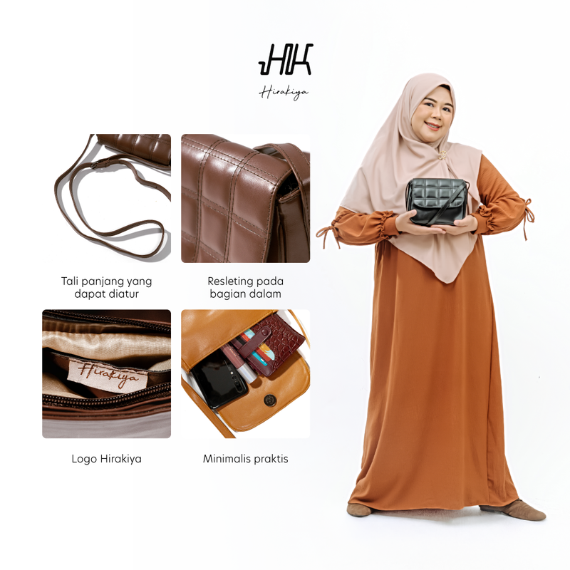 Product image Hirakiya id - Kiky Sling Bag Synthetic Leather Premium Hago Korean Style 15x20x6.5cm Moccacino