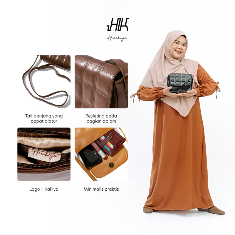 Product image Hirakiya id - Kiky Sling Bag Synthetic Leather Premium Hago Korean Style 15x20x6.5cm Moccacino