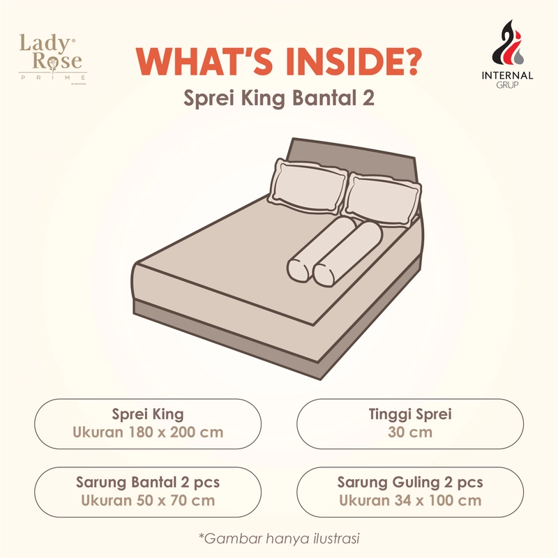 Product image LADY ROSE OFFICIAL - Lady Rose Prime Sprei Naval 180x200x30 King Bantal 2