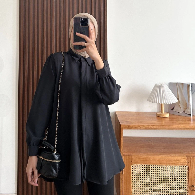 Product image MEQA DAILY - Kinka Shakilla Blouse Polos Fit To L XL XXL L Hitam