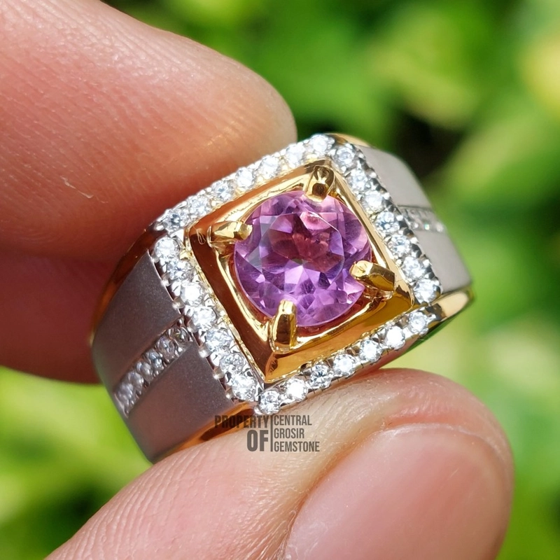 Product image CENTRAL GROSIR GEMSTONE - Cincin Batu Amethyst Asli Natural Kecubung Ungu Ring Perak Silver 7 Ungu
