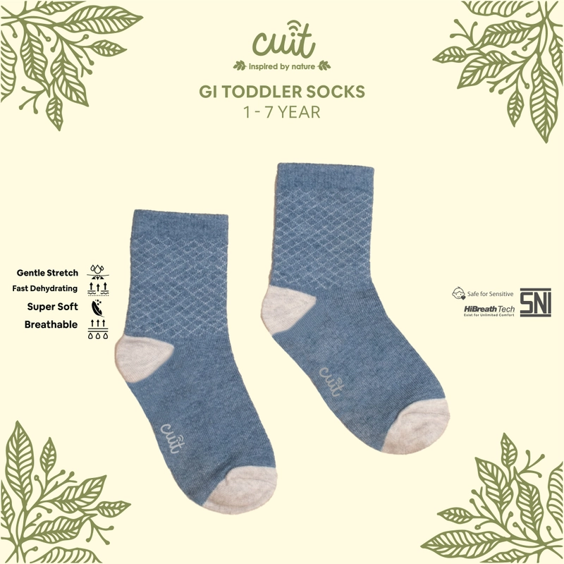 Product image Cuit Basic Sock Kaos Kaki Anak Polos Kotak Gi 5-7 Year Blue Grey