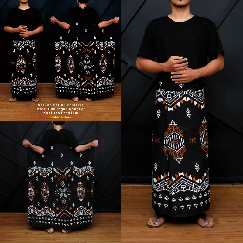 Product image Kois Batik - Sarung dewasa motif songket 120x220cm Hitam orange
