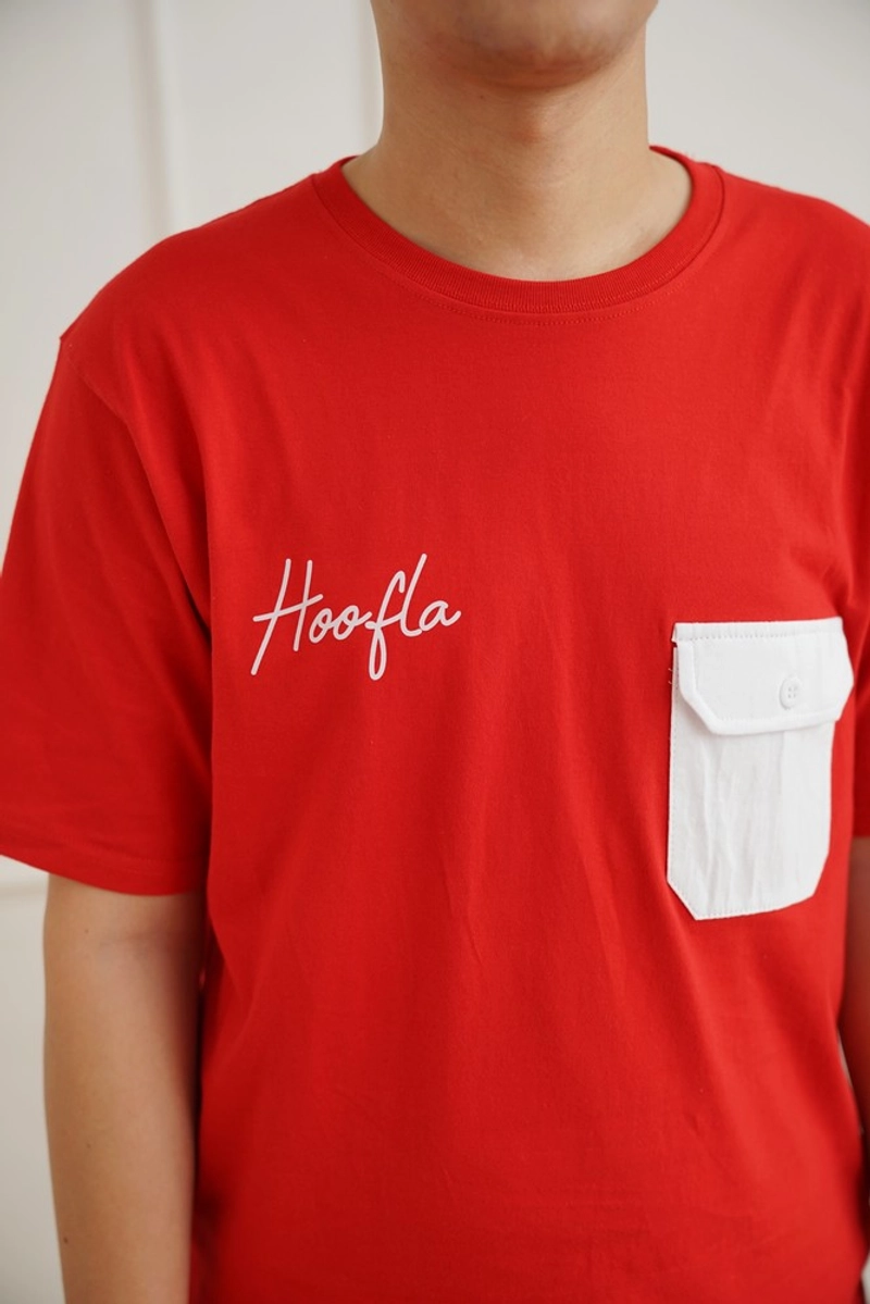Product image Hoofla - HOOFLA - LUKITA - Baju Kaos Couple Keluarga Ayah Ibu Anak Warna Merah S ANAK PENDEK
