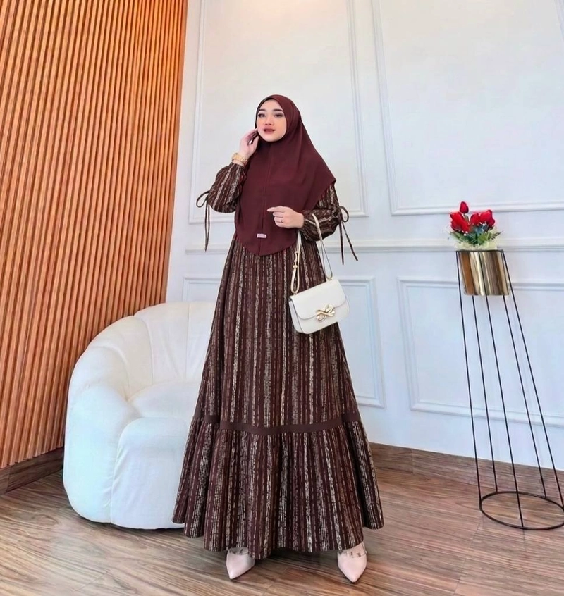 Product image Khisna collection - New set Valencia bergo model best Allsize Kopi