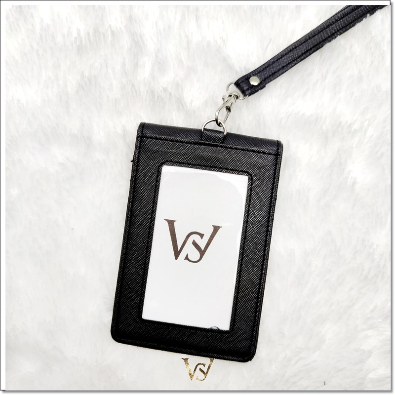Product image Lanc Fashion - Dompet Kartu Flip ID Card Holder Bigger Plus Lanyard Full Leather Slim NEW WARNA HITAM