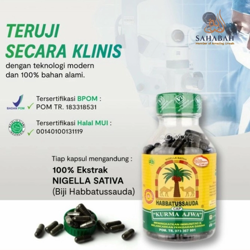 Product image Sahabah Store - Habbatussauda Cap Kurma Ajwa - Jinten Hitam 120 kapsul hitam