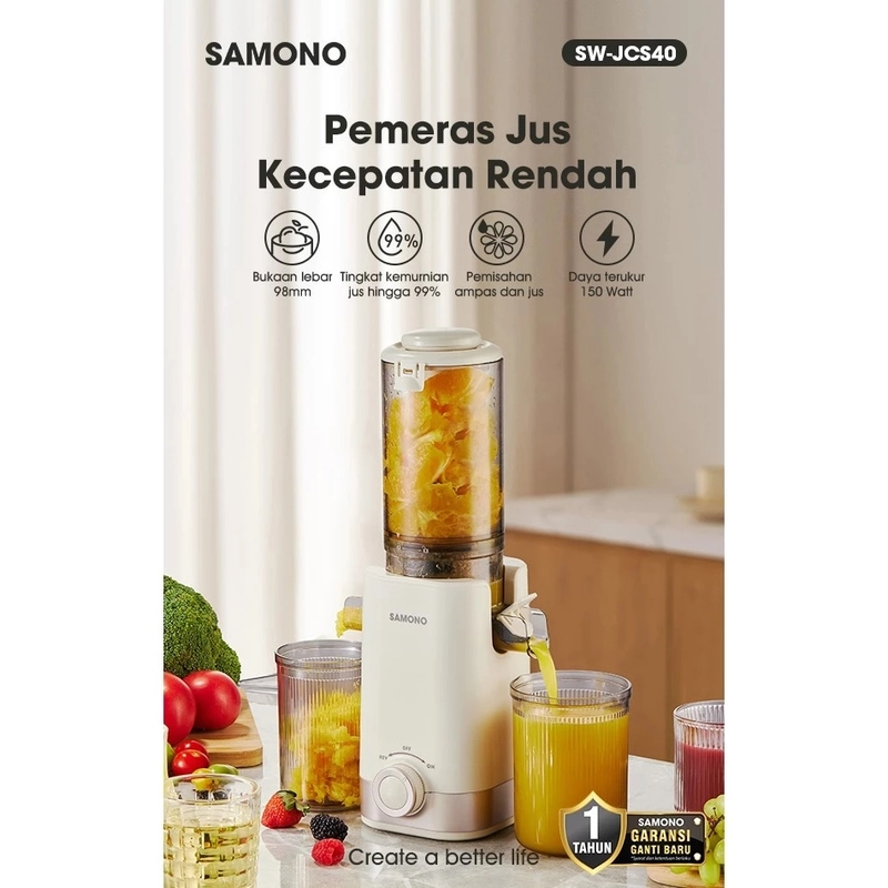 Product image UTAMAMEGA - Slow Juicer SAMONO SW-JCS40 Pemeras Jus Buah & Sayur Bukaan Lebar 98mm Warna Random