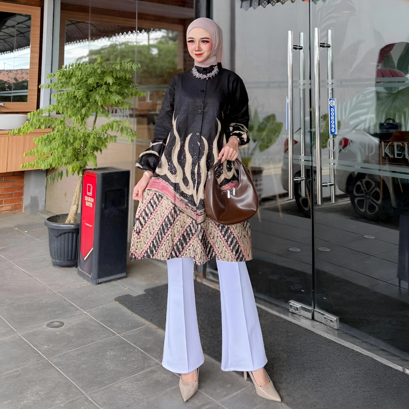 Product image Kois Batik - Batik Coupel modern dapat dibeli terpisah baru kemeja dan tunik motif bata api M Tunik bata api