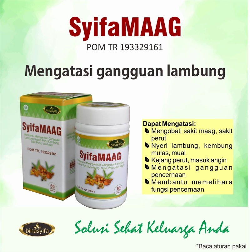 Product image SYIFAMAAG Obat Asam Lambung Maag Gerd Magh Kronis Herbal Asam Lambung Mual Kembung BPOM Binasyifa 60 60 kapsul Herbal