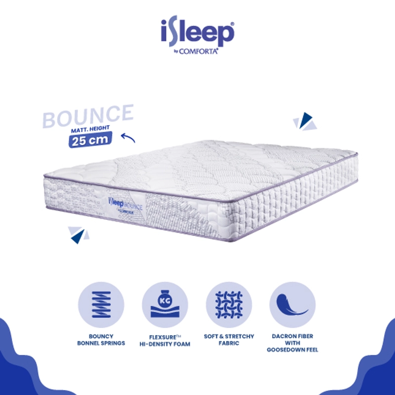 Product image iSleep - iSleep Bounce by Comforta (Bonnel) - Vacuumed Mattress Only-Free Bantal 90x200 PUTIH