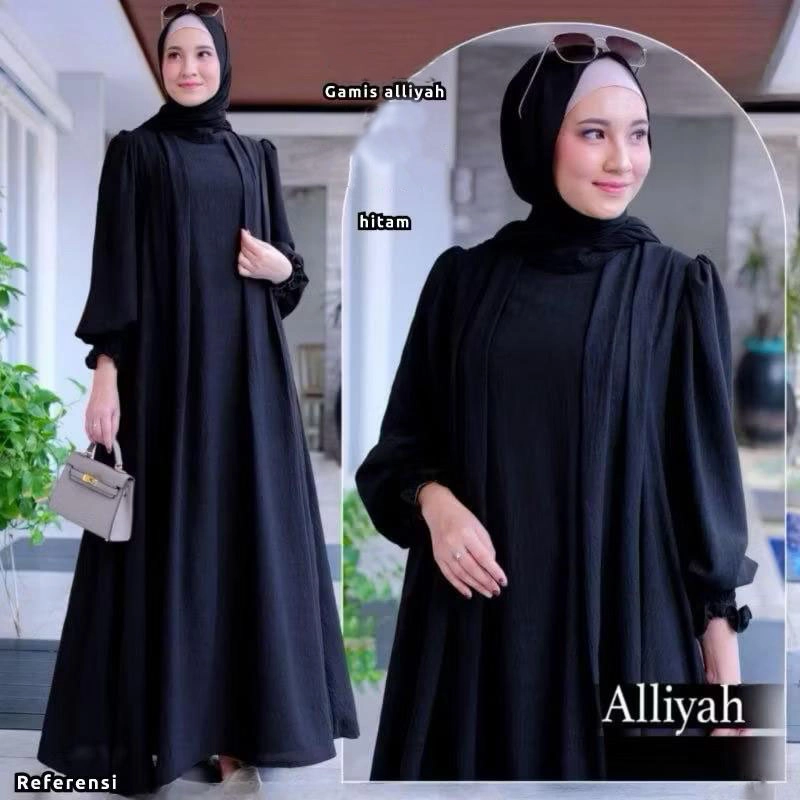 Product image MEQA DAILY - MEGA DAILY - Aliyah Gamis Muslimah Bahan Hyget Super Hitam