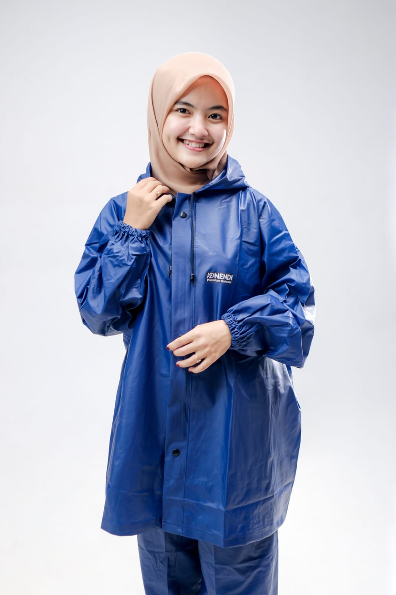Product image Allstore - JAS HUJAN SETELAN PRIA WANITA PVC 025 ANTI REMBES AIR BERKUALITAS L BIRU