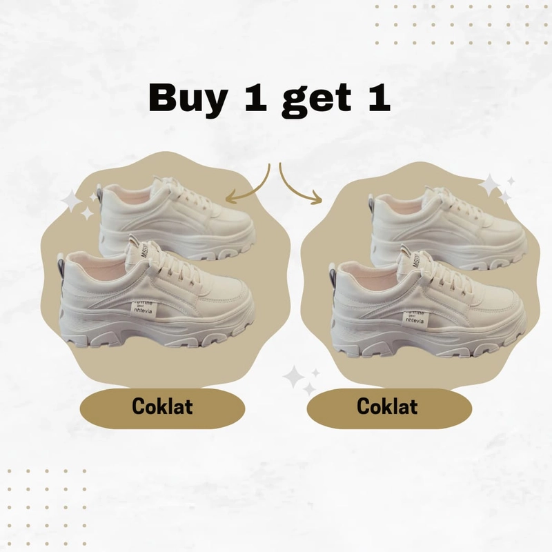 Product image LUXIA - Buy 1 Get 1 Sepatu Kets Sneakers Wanita Sport Nhtevia AG-01-Coklat 36 Coklat