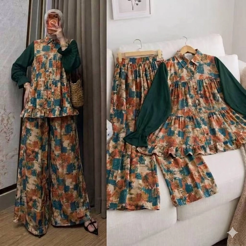 Product image Khisna collection - Oneset ayu motif bunga kekinian perempuan best Allsize Jotol