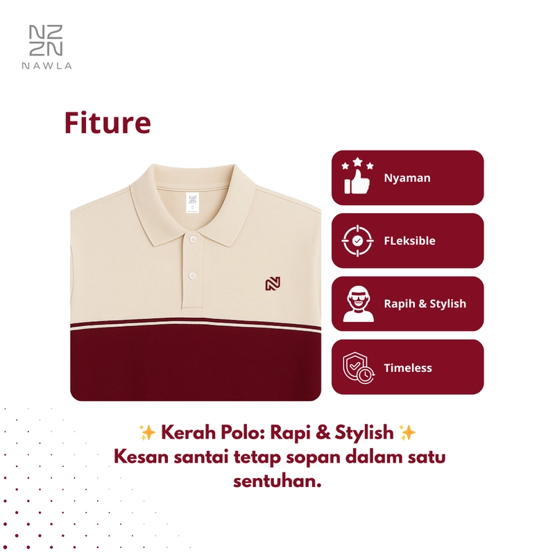 Product image NAWLA - Polo Shirt Horizon Lengan Pendek S Maroon