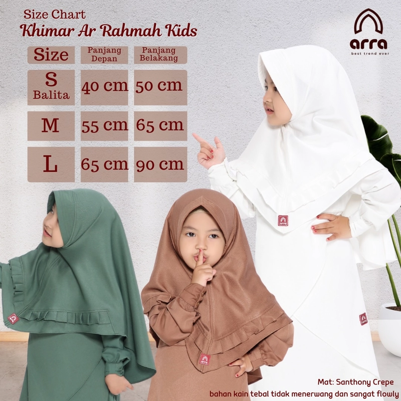 Product image Arra - Sarimbit Ar Rahmah 01 Forest Green S Khimar Anak