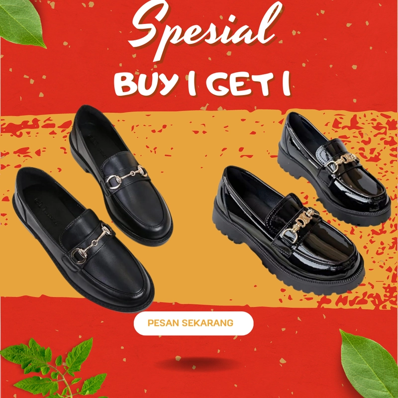 Product image Koekita - Paket Kombinasi Buy 1 Get 1 Sepatu Flat Oxford Wanita DR-001 & DR-003 37 HITAM & HITAM