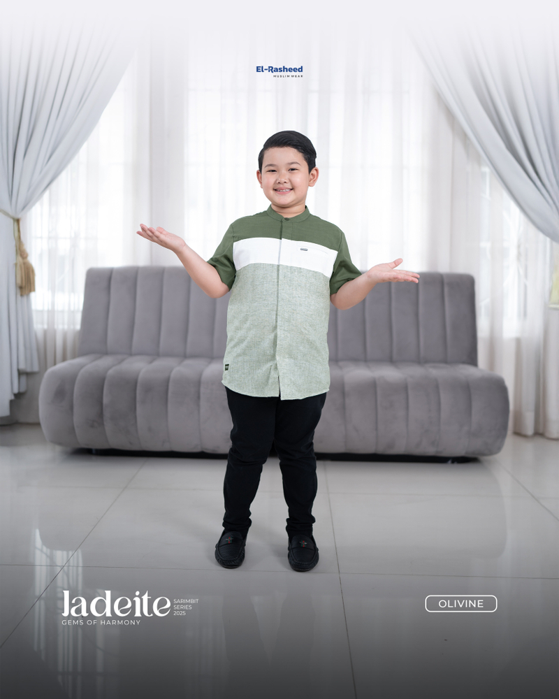 Product image Yasmeera Official - Sarimbit 2025 Jadeite Series Warna Olivine XXL KEMEJA ANAK SS