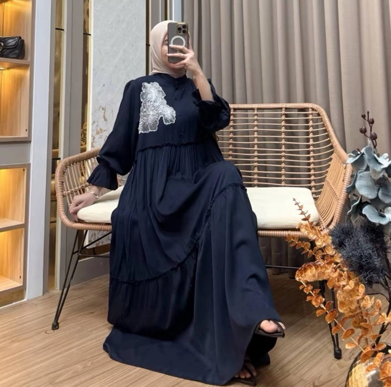 Product image Khisna collection - Gamis bordir cantik MELISA Allsize Navy