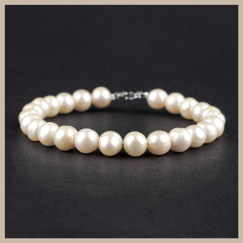 Product image CENTRAL GROSIR GEMSTONE - Gelang Mutiara Asli Bergaransi Good Quality Berkilau Natural Pearl Ori 18cm Putih Mutiara