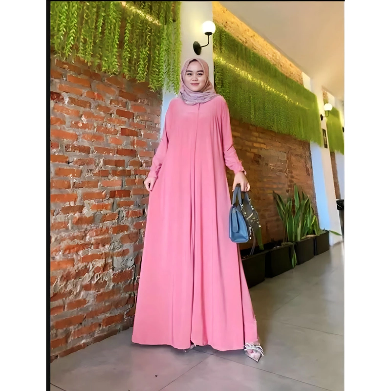 Product image MEQA DAILY - MEGA DAILY - Maryam Dress Gamis Wanita Fit XL - XXL Bahan Hyget Super Pink