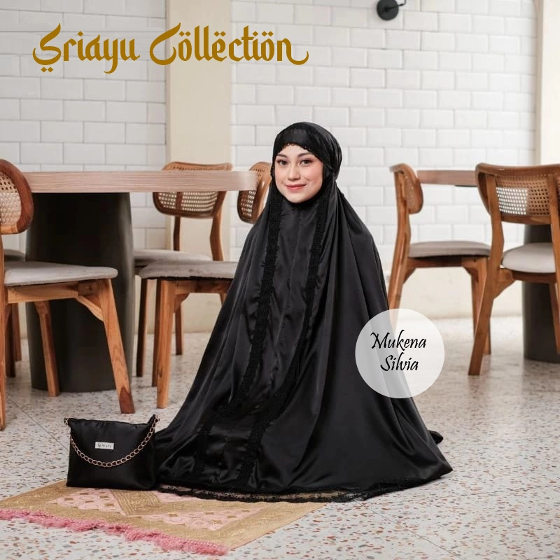 Product image SRIAYU COLLECTION - Mukena SILVIA 2 IN 1 ARMANY SIKL PREMIUM ALLSIZE HITAM