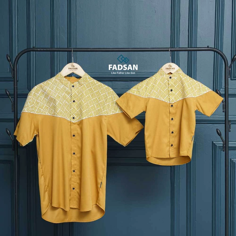 Product image FADSAN - Koko Batik Lengan Pendek Ayah & Anak Warna Mustard - New Emran Series SIZE BAYI NO.1 NEW EMRAN MUSTARD