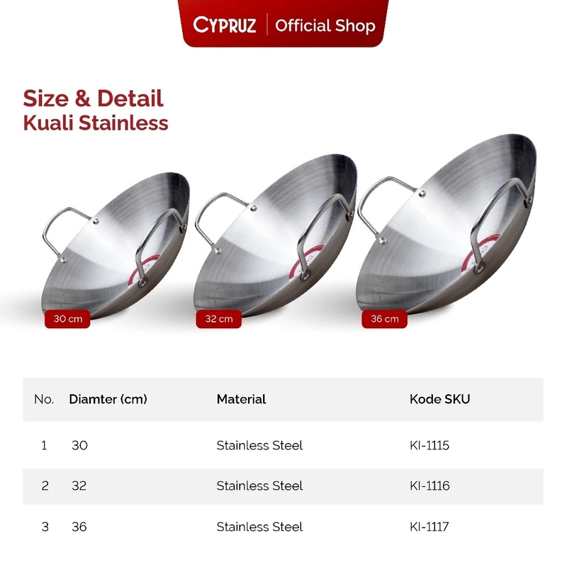 Product image Cypruz Official - Cypruz Stainless Wok Pan 32cm KI-1116 XL STAINLESS STEEL