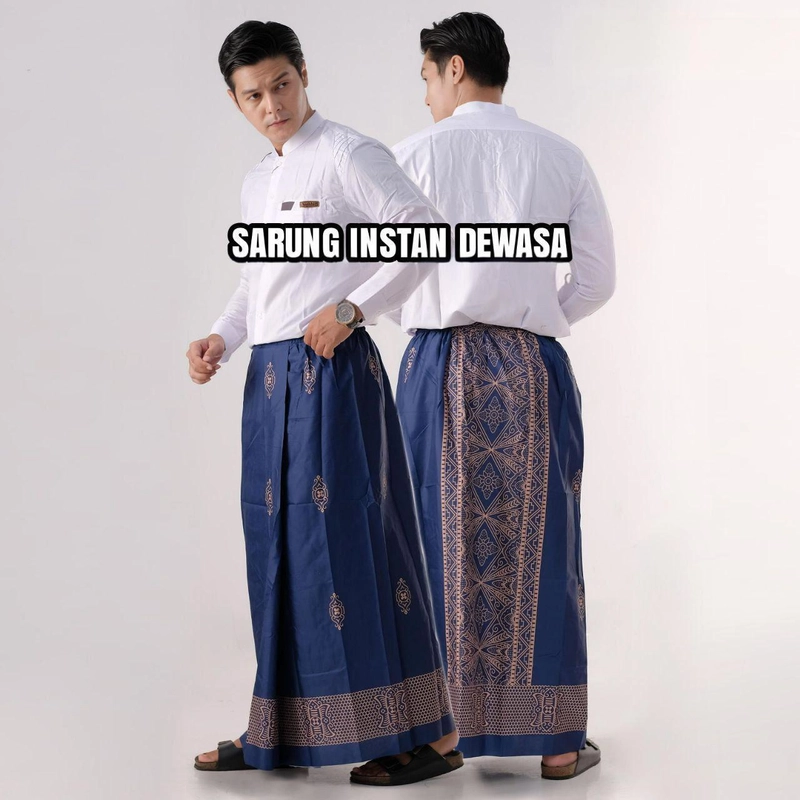 Product image Juragan Kurta - Sarung instan Dewasa Simpel Gak Pake Ribet Free Peci Rajut Best Seler Sarung Instan Dewasa Navy