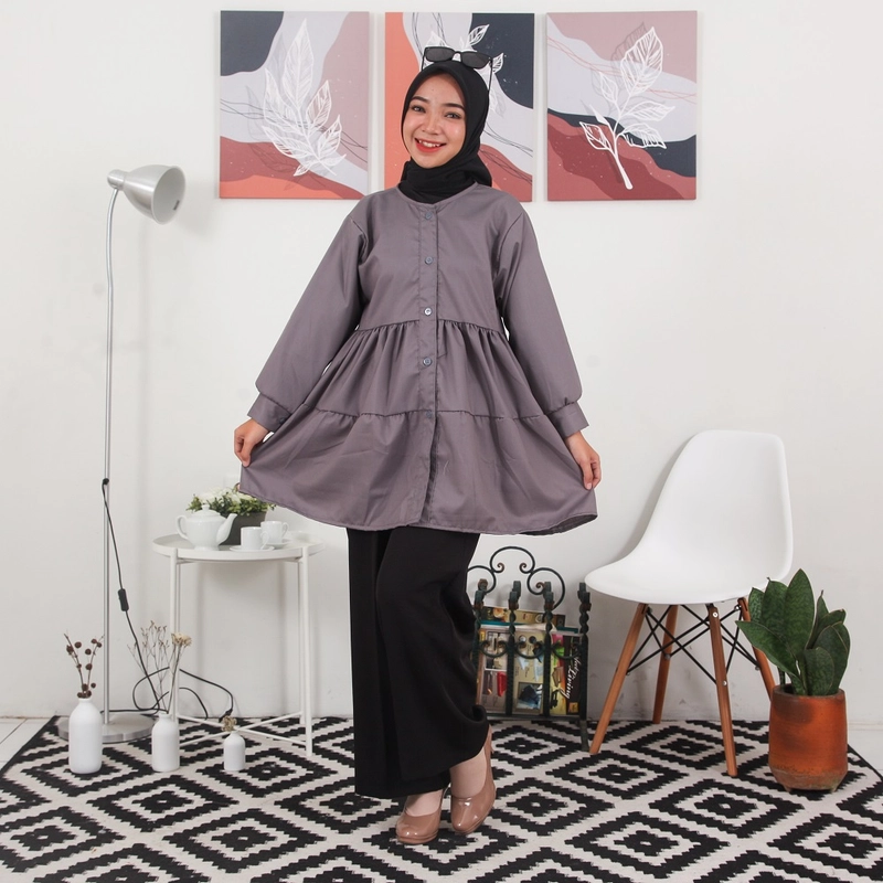 Product image Jembar - Blouse Wanita Toyobo Korean Style Blus Fashion Muslim Dewasa Gray