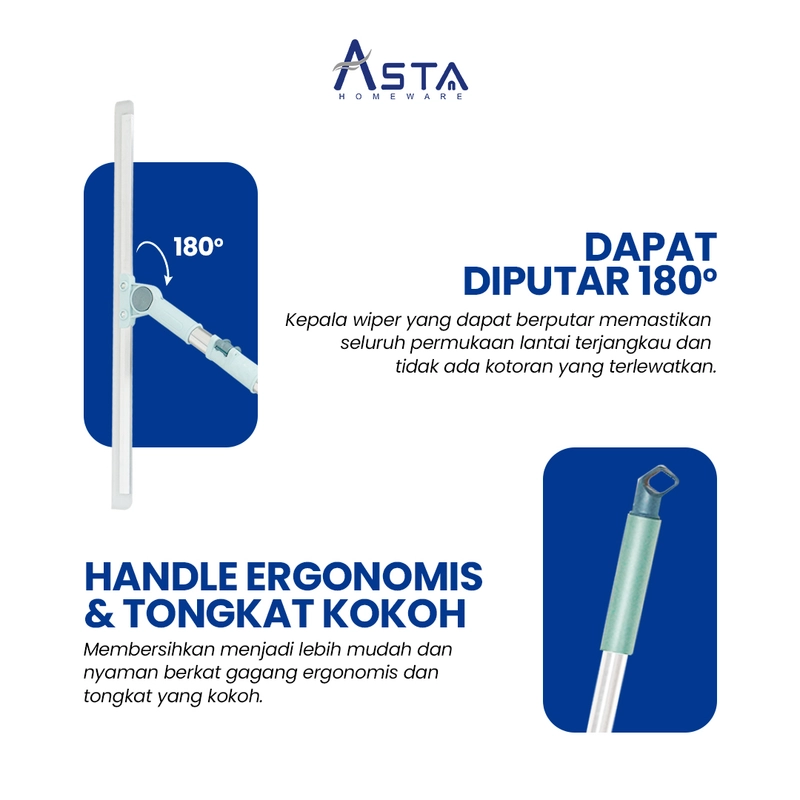 Product image Asta Serokan Air Karet Pembersih Lantai Jendela Serbaguna Gagang Panjang 117 cm Size 30 cm
