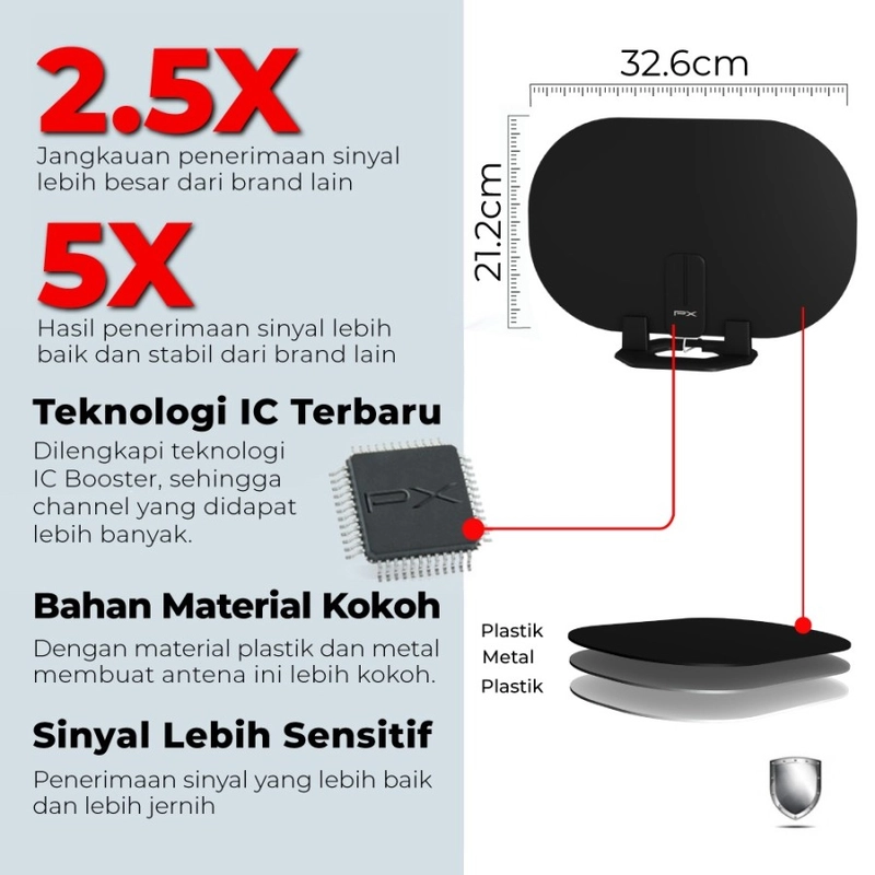 Product image UTAMAMEGA - Antena TV Digital Indoor DVB T2 Booster PX UDA3200A Type UDA3200A