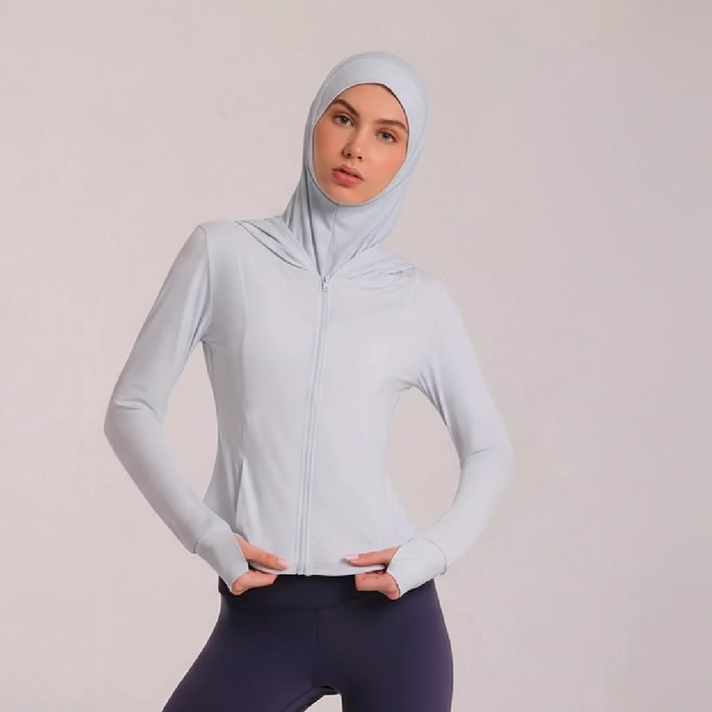 Product image DSS095 Heiji - Hooded Jacket SPF 50+ with Soft Material - Jaket Sport Wanita UV Protection UPF50D+ 10/XL Water White Blue
