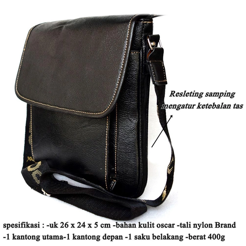 Product image Lanc Fashion - Shoulder bag Tas Pria Kulit Kasual Oscar Slim Pure warna hitam