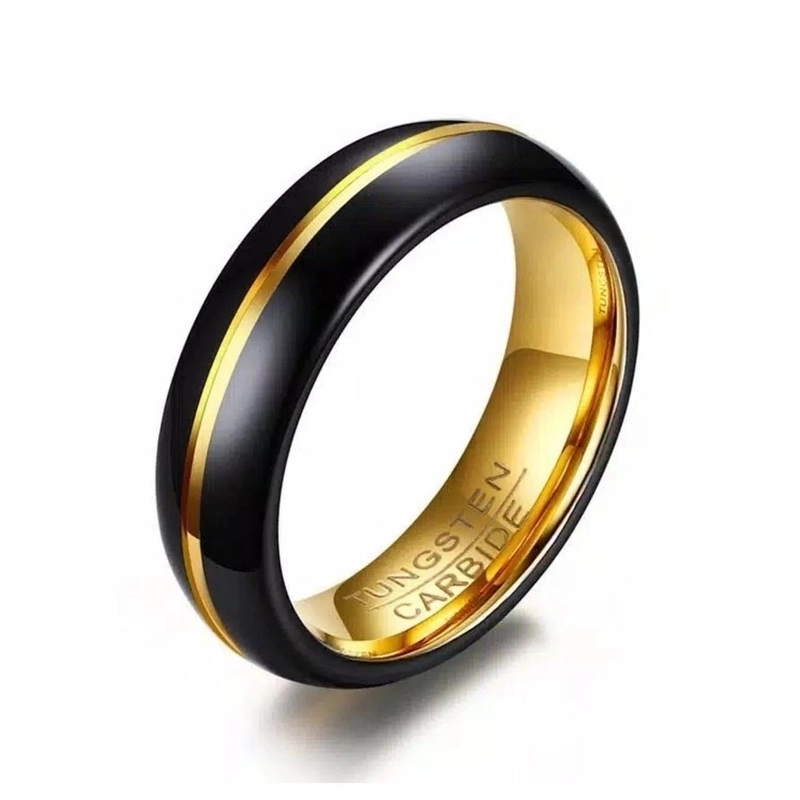 Product image GAWUNG - Cincin Tungsten Ceramic Hitam List Gold Carbide Carbid Pria Premium dewasa 7