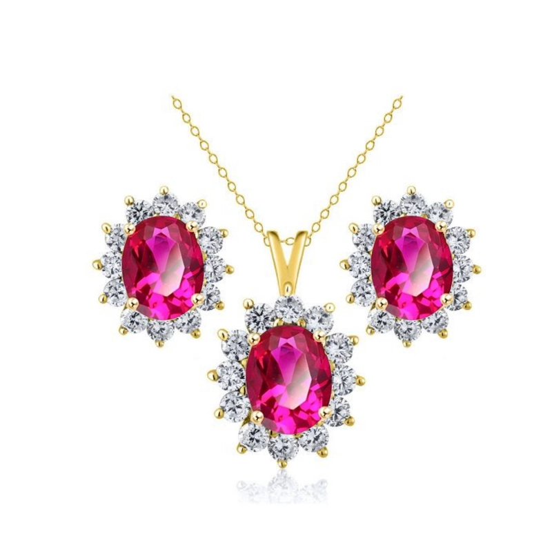 Product image 1901 Jewelry - 1901 Jewelry Kalung Set Berlian Pink  Laboratorium All Size Pink