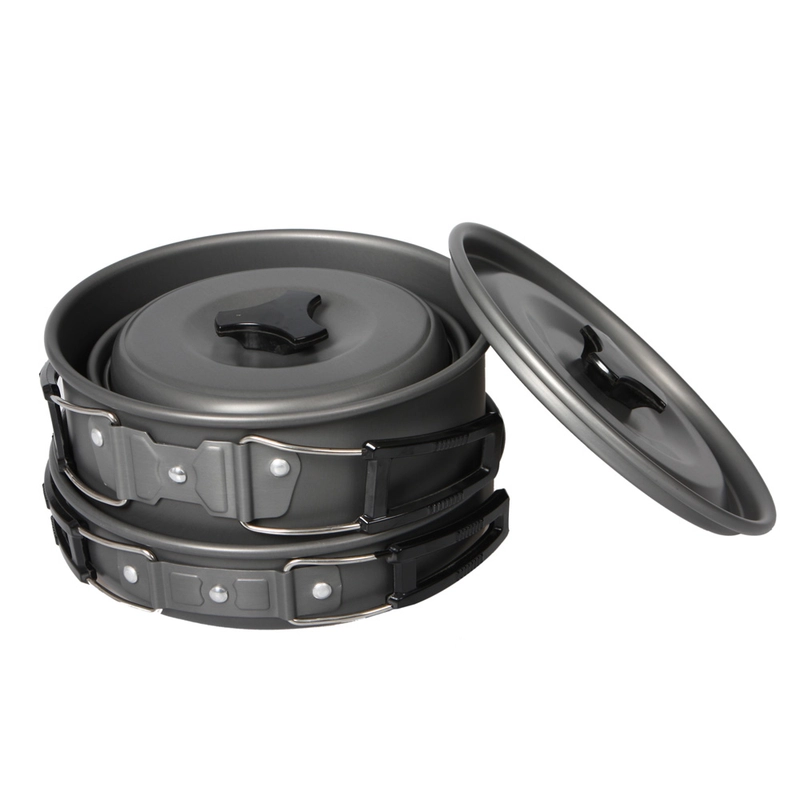 Product image RUMAH RAYA - Panci Masak Cooking Set Outdoor 8 PCS - WH-200 9 Pcs Black