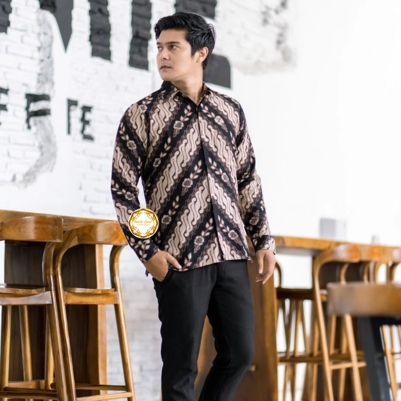Product image Rambe Batik Indonesia - Couple Gamis Nealam Original Kualitas Butik - Bisa Beli Pisah M Kemeja Hitam