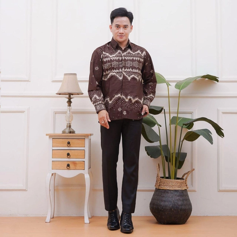Product image Kois Batik - Batik gamis kemeja coupel bisa beli satuan motif ombakk L Kemeja