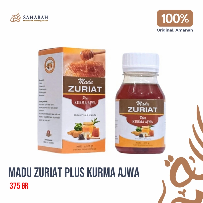 Product image Sahabah Store - Madu Zuriat Plus Kurma Ajwa - Madu Promil - Zuriat Pomil - Herbal Penyuburan 375 gr Asli