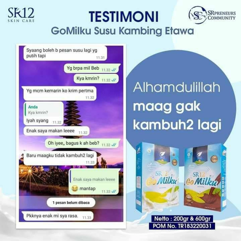 Product image Go Milku SR12 Susu Kambing Etawa Gomilku Original Melancarkan Asi Menyehatkan Jantung 200 gr Original