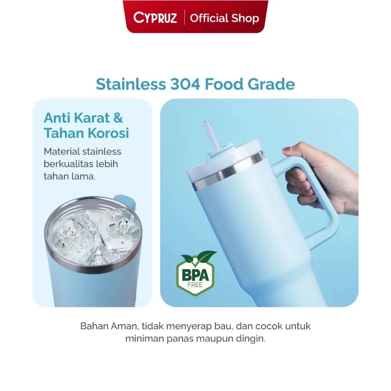 Product image Cypruz Botol Minum Stainless Tahan Panas Dan Dingin 1200ml - Flow Pop Go Bottle Series BS-0316 L BIRU
