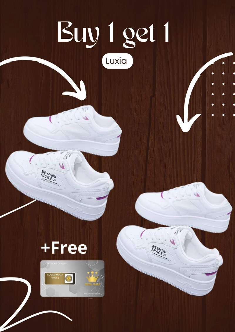 Product image LUXIA - Buy 1 Get 1 Sepatu Kets Sneakers Wanita Beyound Space Free Gold 37 PUTIH