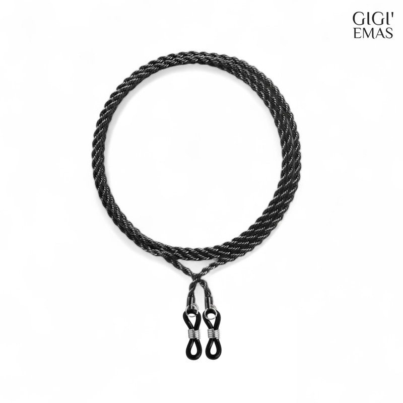 Product image GAWUNG - Kalung Strap Kacamata Model Stainless Steel Tambang Anti Lost Aesthetic KCKAEL dewasa Hitam